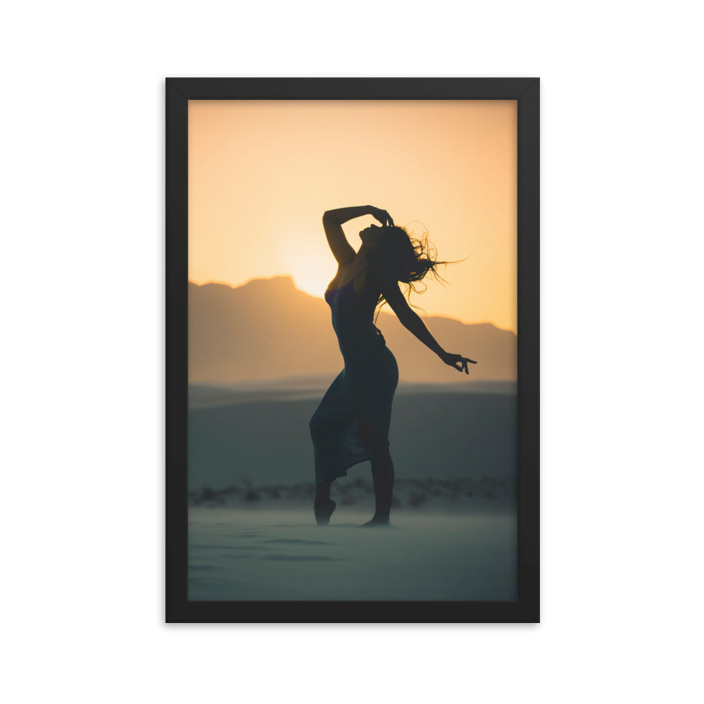 Silhouette in White sands National Park Framed poster