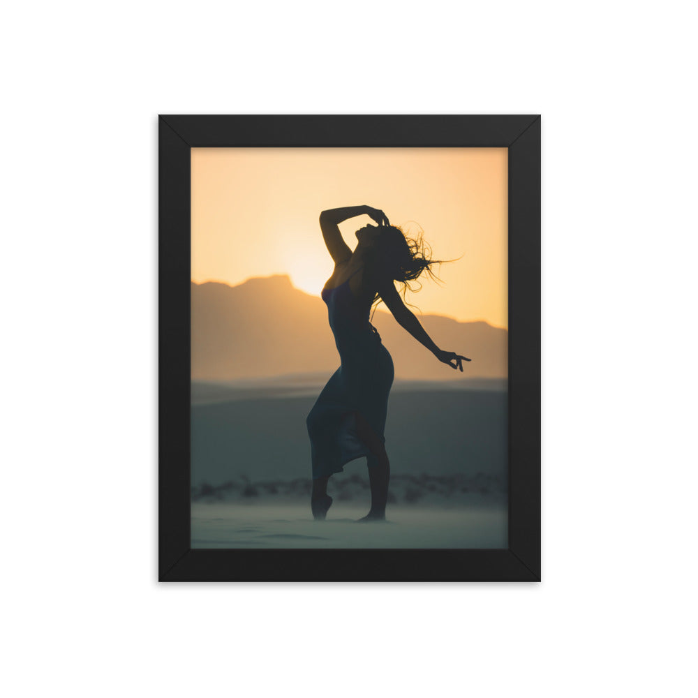 Silhouette in White sands National Park Framed poster